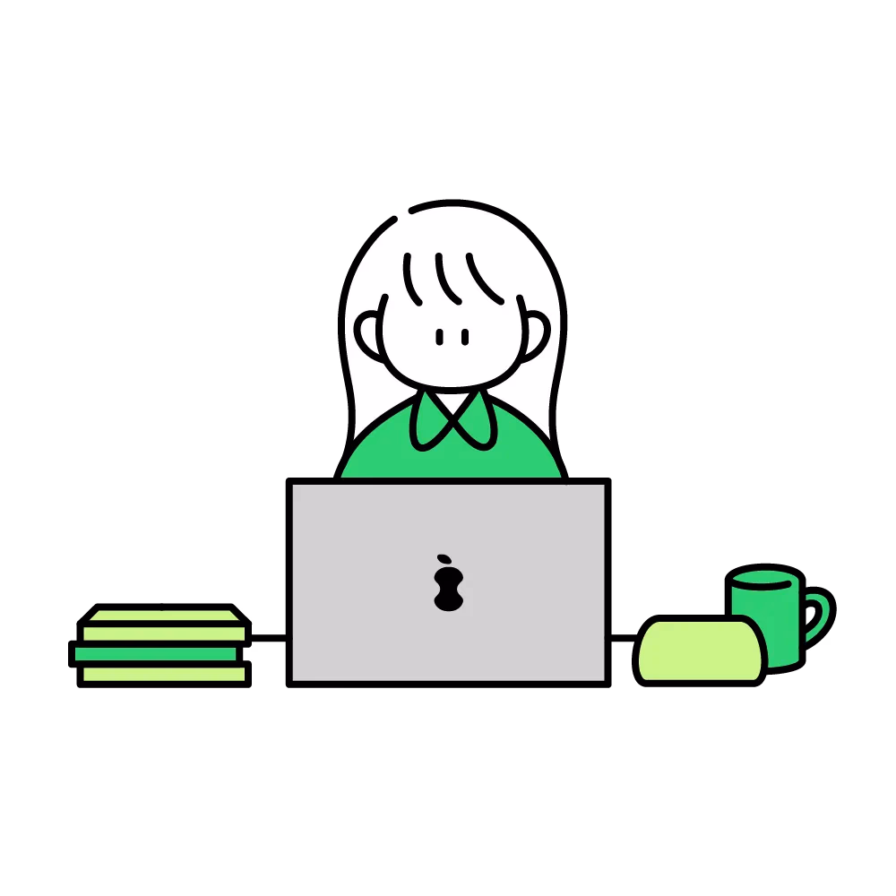 PCに向かうイラスト